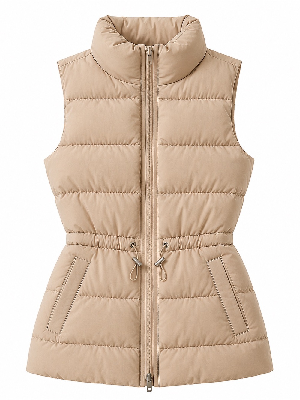 Antonio Meloni Quilted Puffer Vest in Neutral Blush- New